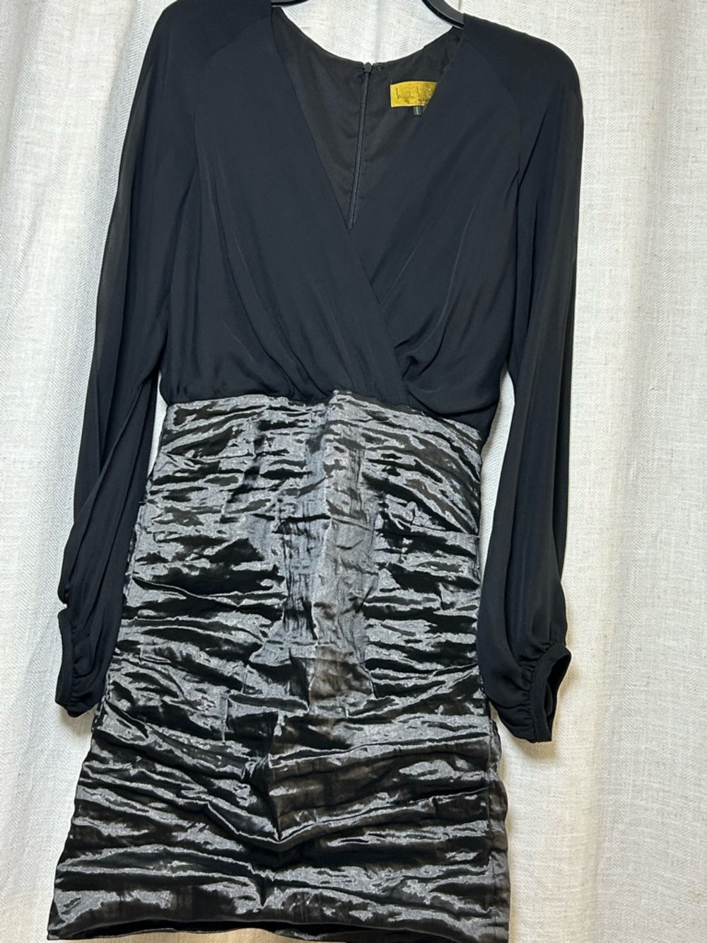 Vintage Nicole Miller Y2K Black Ruched Mini Dress Size 10